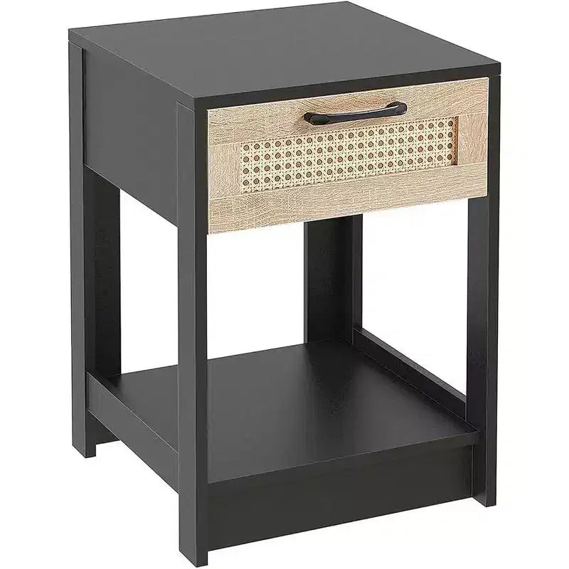 Table de chevet rustique en rotin avec tiroirs, table de nuit en bois pour chambres à coucher de style ferme ou modernes