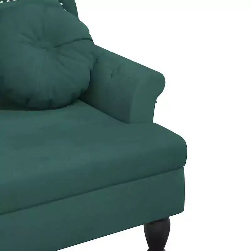 Banc rembourré avec coussins, velours vert foncé, 120,4 x 65 x 74,9 cm