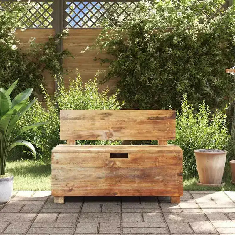Banc de rangement en bois d'acajou massif, 33,9"x15,7"x23,6"
