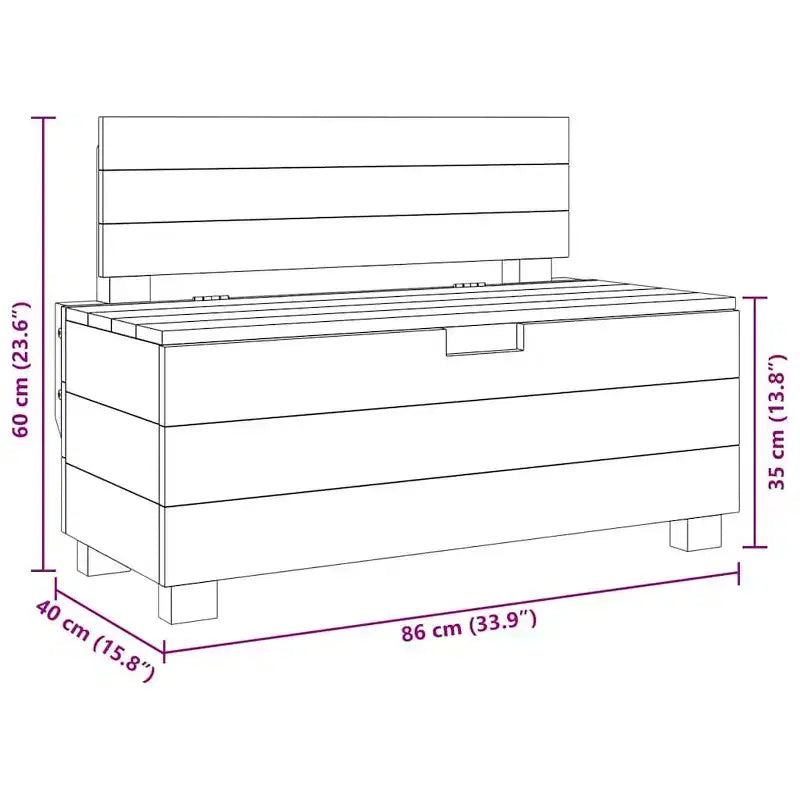 Banc de rangement en bois d'acajou massif, 33,9"x15,7"x23,6"