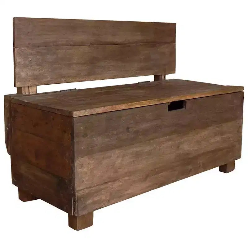 Banc de rangement en bois d'acajou massif, 33,9"x15,7"x23,6"