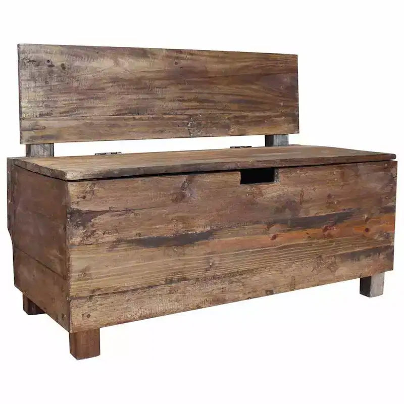 Banc de rangement en bois d'acajou massif, 33,9"x15,7"x23,6"