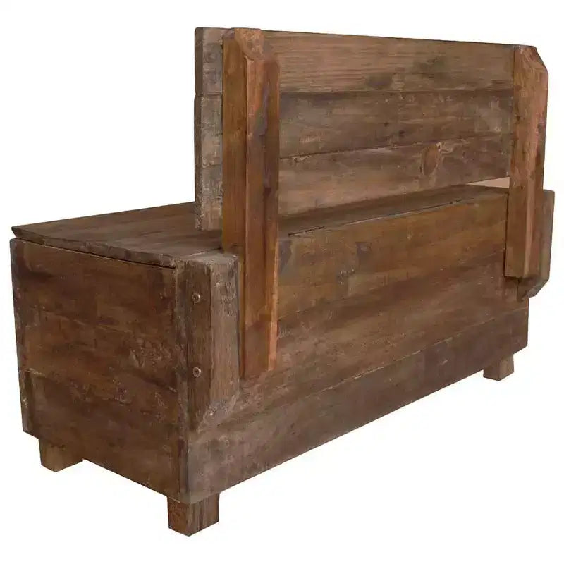 Banc de rangement en bois d'acajou massif, 33,9"x15,7"x23,6"