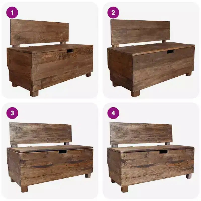 Banc de rangement en bois d'acajou massif, 33,9"x15,7"x23,6"