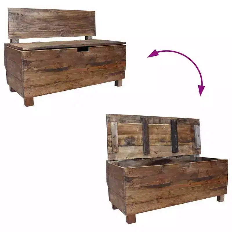 Banc de rangement en bois d'acajou massif, 33,9"x15,7"x23,6"