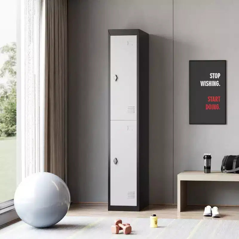 Casier de rangement métallique de 183 cm avec étagères pour l'école, le bureau, la salle de sport, la maison et l'entrepôt, Gris+Noir