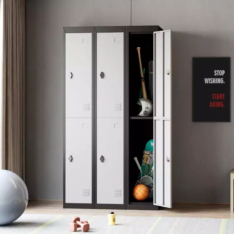Casier de rangement métallique de 183 cm avec étagères pour l'école, le bureau, la salle de sport, la maison et l'entrepôt, Gris+Noir