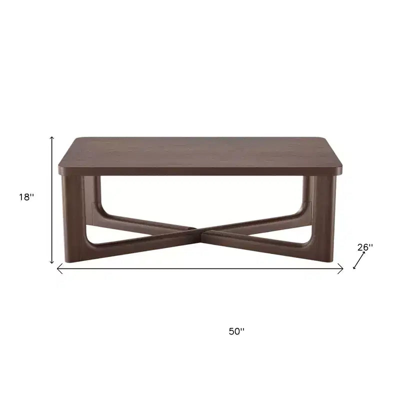 Table basse à pieds croisés en bois massif de noyer de 50 po