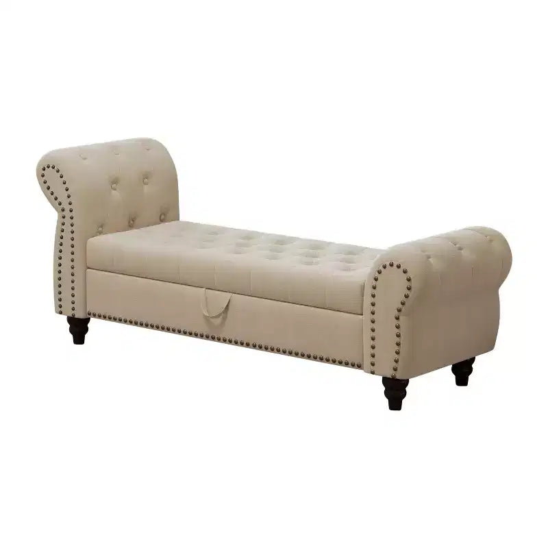 Banc de lit capitonné avec rangement, revêtement en velours bleu lac