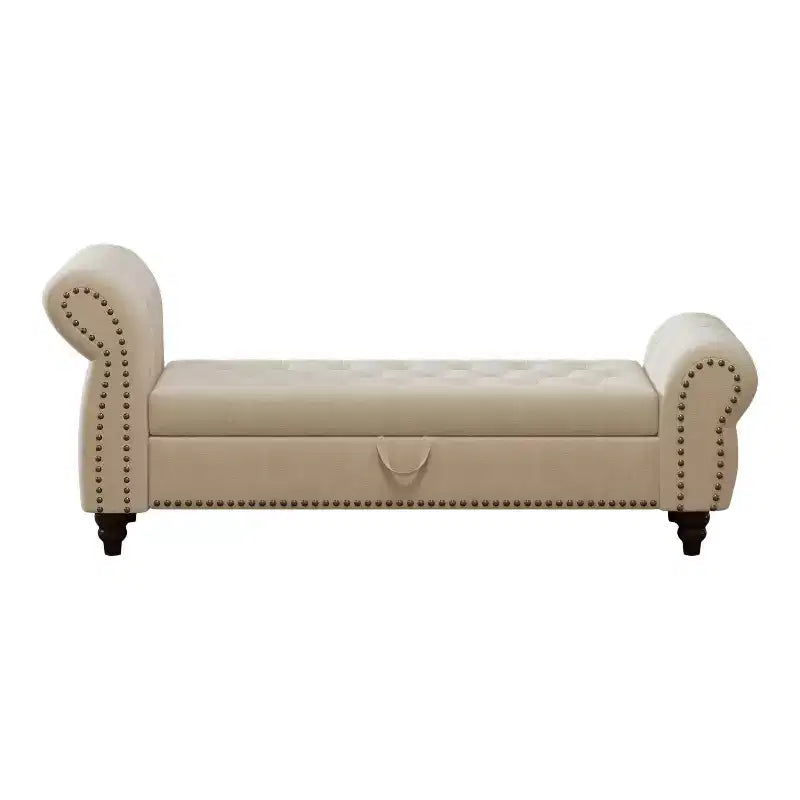Banc de lit capitonné avec rangement, revêtement en velours bleu lac
