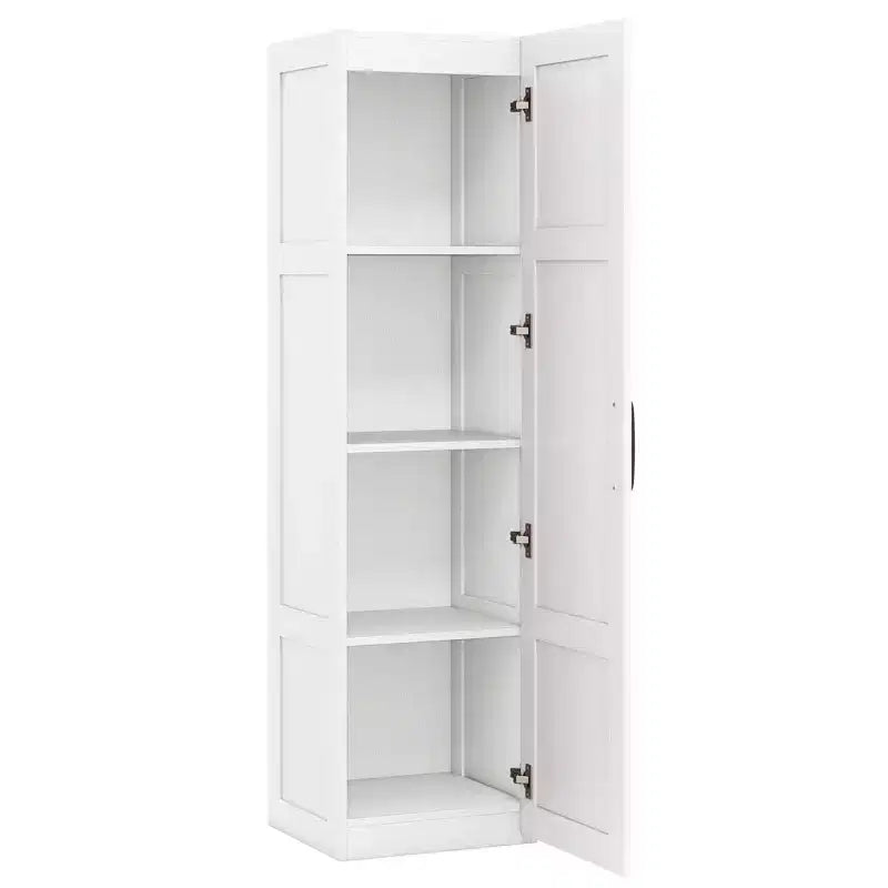 Meuble de rangement 4 niveaux avec porte, Armoire de salle de bain autoportante pour petits espaces, Noir/Naturel/Blanc