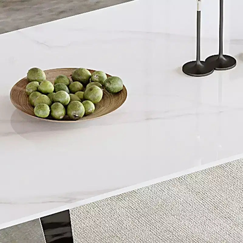 Table de salle à manger rectangulaire avec plateau en motif de pierre, table de cuisine pour salle à manger, salon, bureau