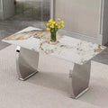 Table de salle à manger rectangulaire avec plateau en motif de pierre, table de cuisine pour salle à manger, salon, bureau