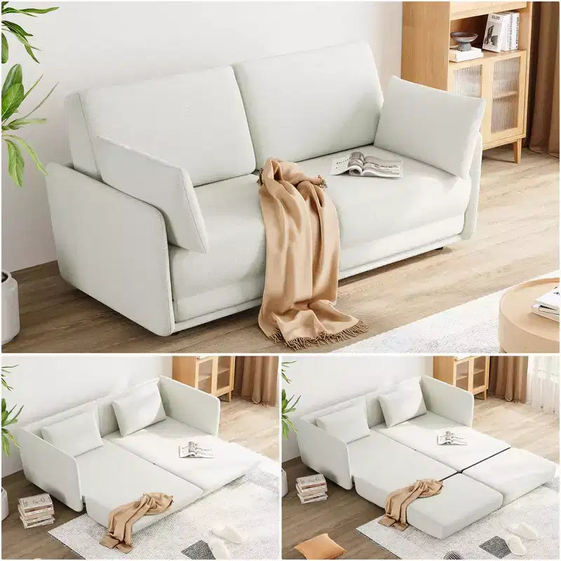 Canapé-lit queen size de 168 cm, canapé-lit queen size avec tissu lin 360G et oreillers, adapté au salon