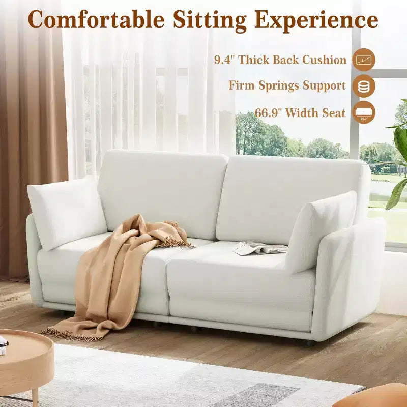 Canapé-lit queen size de 168 cm, canapé-lit queen size avec tissu lin 360G et oreillers, adapté au salon