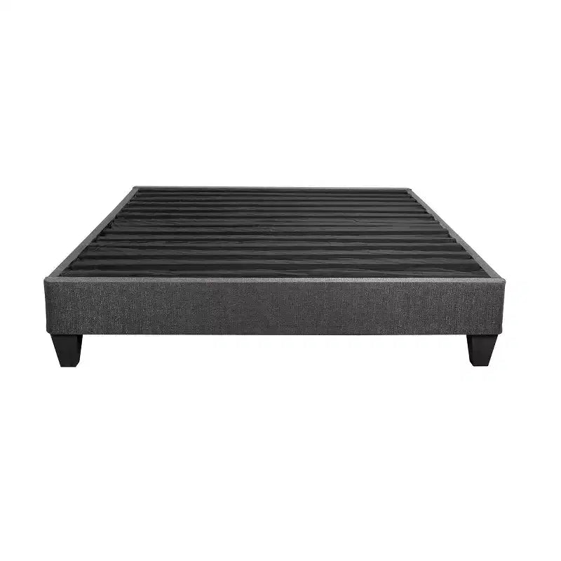 Base de lit plateforme rembourrée gris foncé
