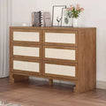 Commode à 6 tiroirs pour chambre à coucher, commode moderne du milieu du siècle en bois et toile de jute, armoire de rangement
