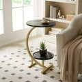 Kings Brand Furniture Modern Oval Side Table, Dual Shelf Faux Marble Accent Table, Small End Table for Living Room or Bedroom