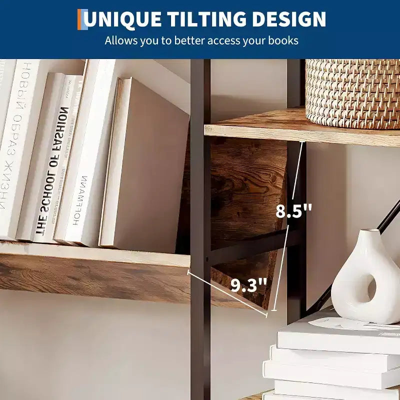 Bibliothèque industrielle, bibliothèque industrielle triple largeur à 4 niveaux avec étagères ouvertes, étagères de platine vinyle ouvertes avec cadre métallique pour bureau à domicile