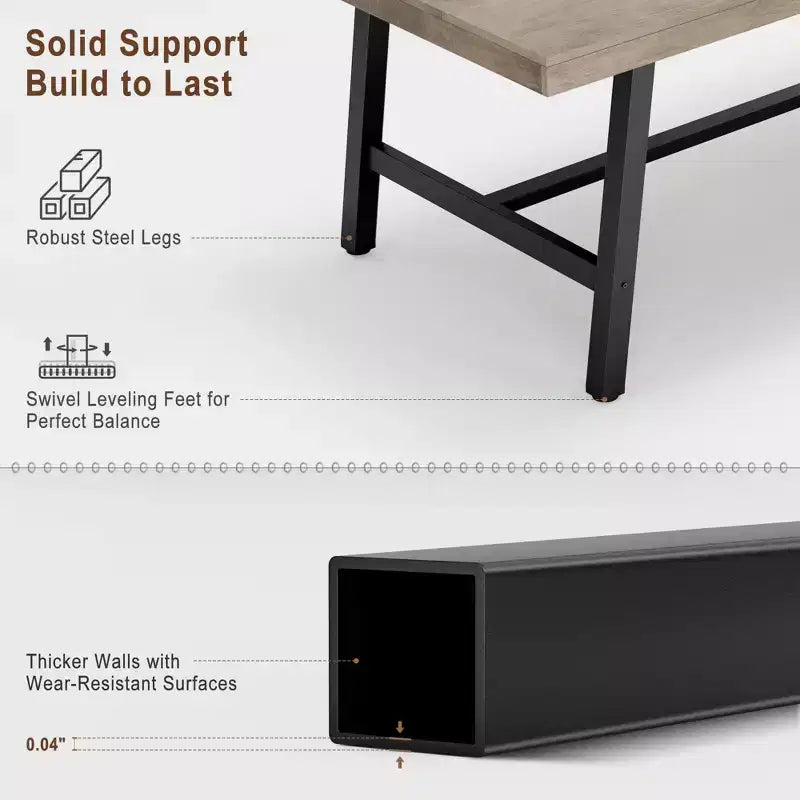 Table de salle à manger rectangulaire de 71 pouces avec pieds réglables