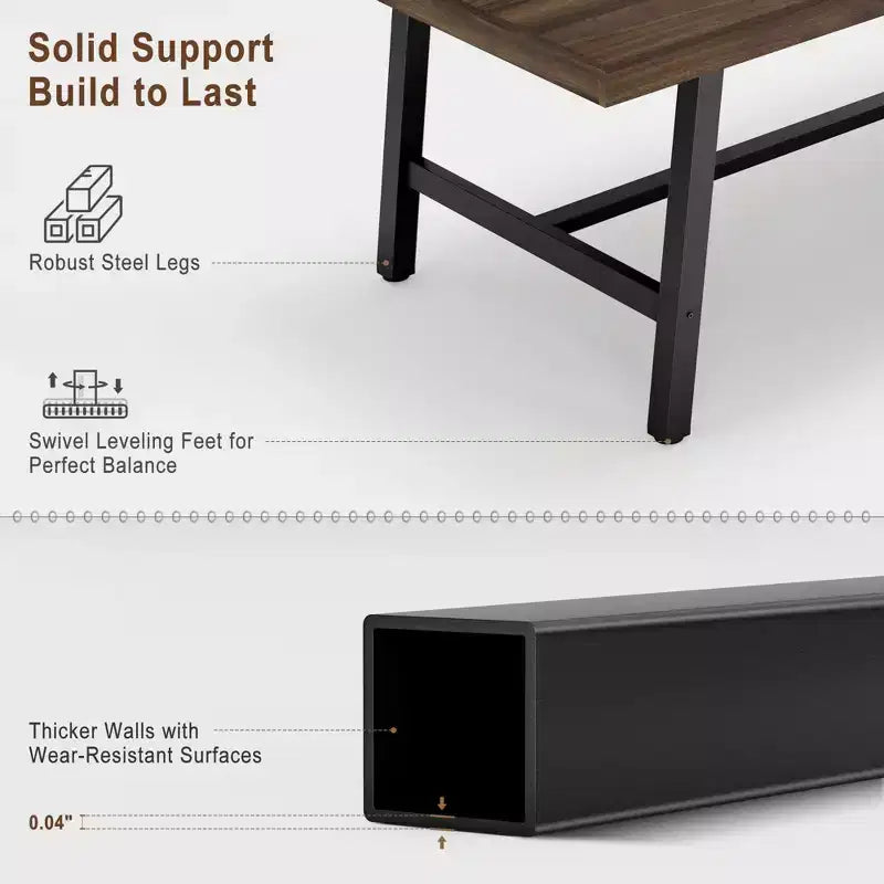 Table de salle à manger rectangulaire de 71 pouces avec pieds réglables