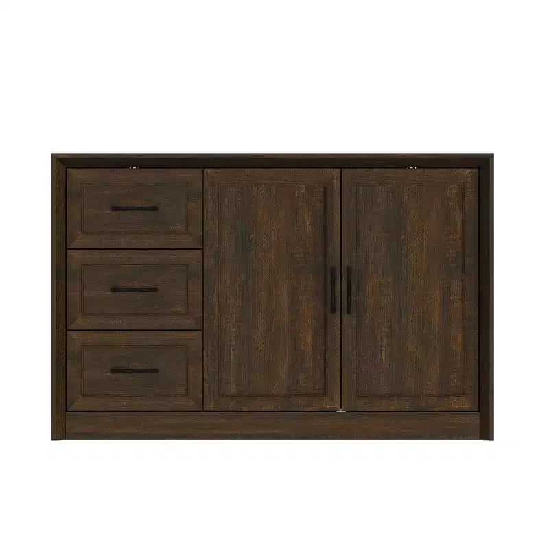 Meuble de Rangement/Buffet de Cuisine Effet Bois avec Dispositif Anti-Basculement, 3 Tiroirs + 2 Portes pour Cuisine ou Salon