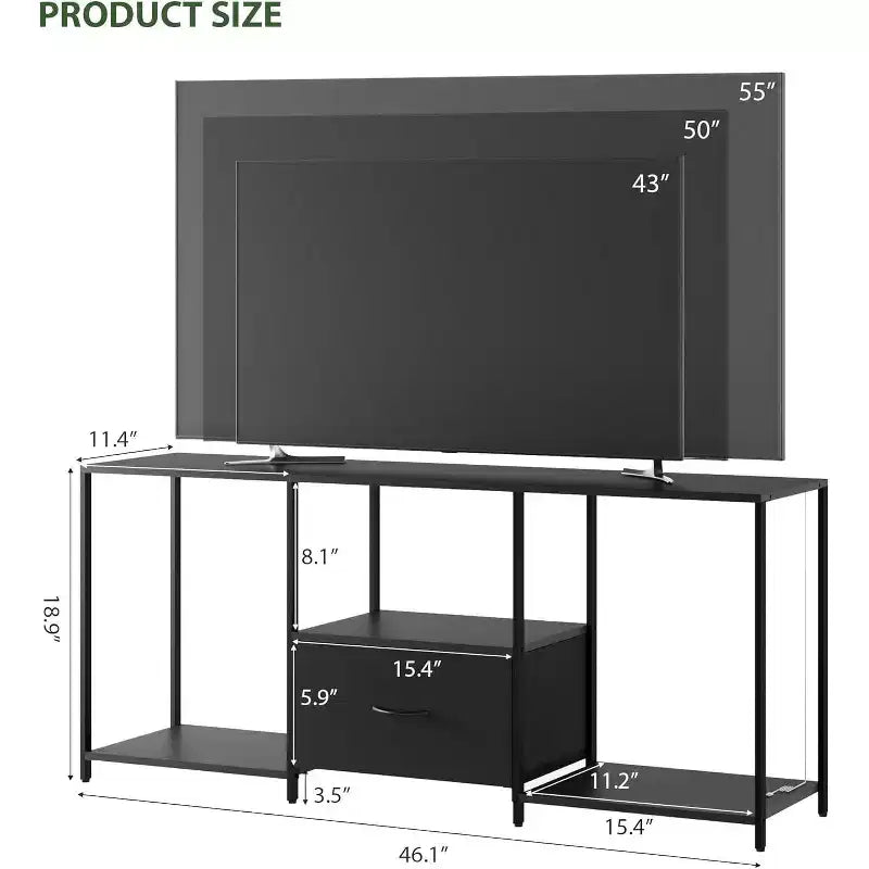Meuble TV LED pour téléviseurs jusqu'à 55 pouces, meuble de divertissement avec lumières LED et étagères de rangement ouvertes, console multimédia moderne pour salon, chambre à coucher
