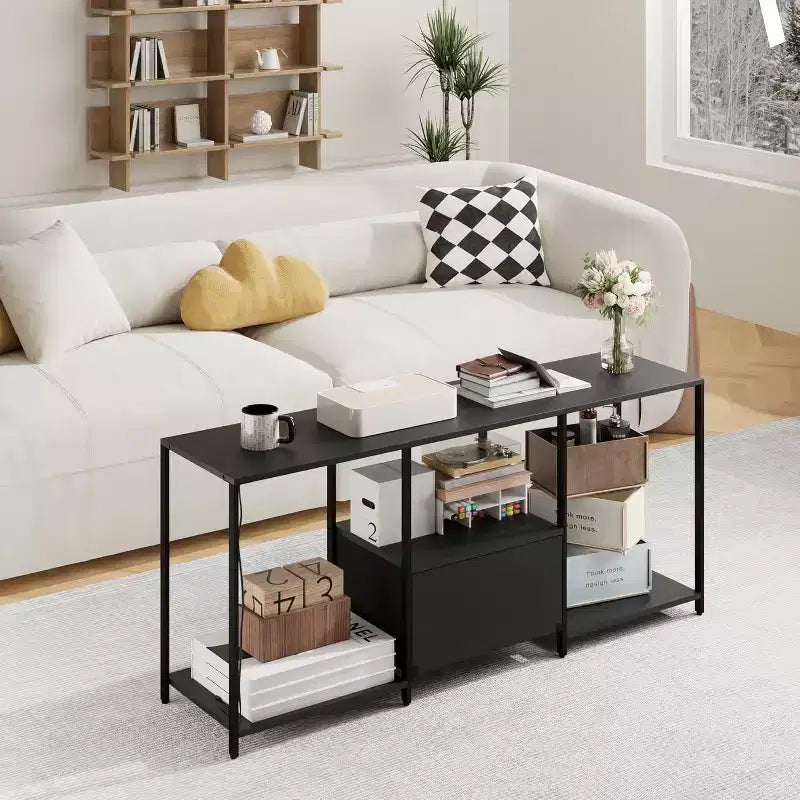 Meuble TV LED pour téléviseurs jusqu'à 55 pouces, meuble de divertissement avec lumières LED et étagères de rangement ouvertes, console multimédia moderne pour salon, chambre à coucher