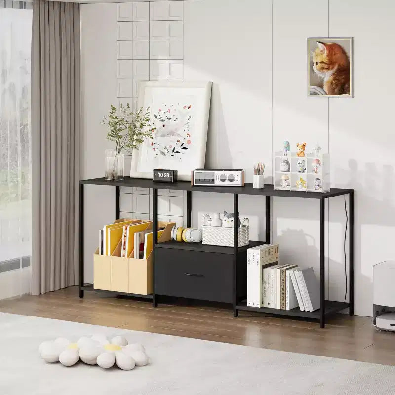 Meuble TV LED pour téléviseurs jusqu'à 55 pouces, meuble de divertissement avec lumières LED et étagères de rangement ouvertes, console multimédia moderne pour salon, chambre à coucher