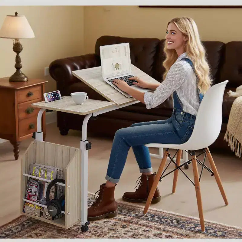 Table de lit à roulettes - Bureau d'ordinateur portable, hauteur et longueur réglables, table pour lit d'hôpital ou usage domestique