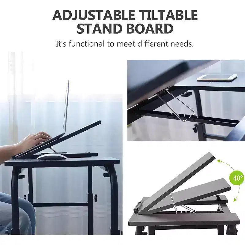 Table de lit à roulettes - Bureau d'ordinateur portable, hauteur et longueur réglables, table pour lit d'hôpital ou usage domestique