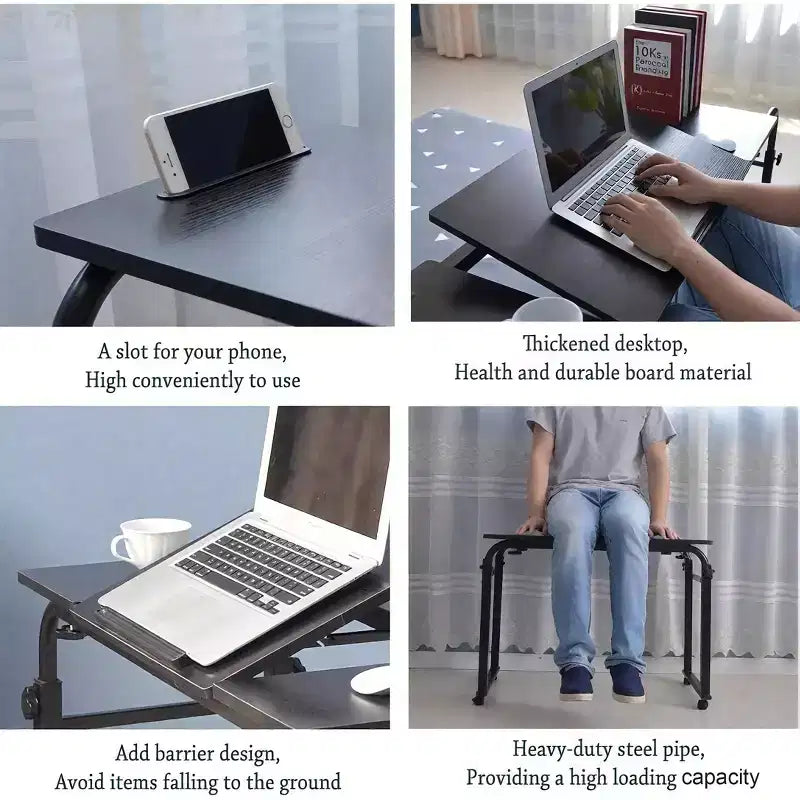 Table de lit à roulettes - Bureau d'ordinateur portable, hauteur et longueur réglables, table pour lit d'hôpital ou usage domestique