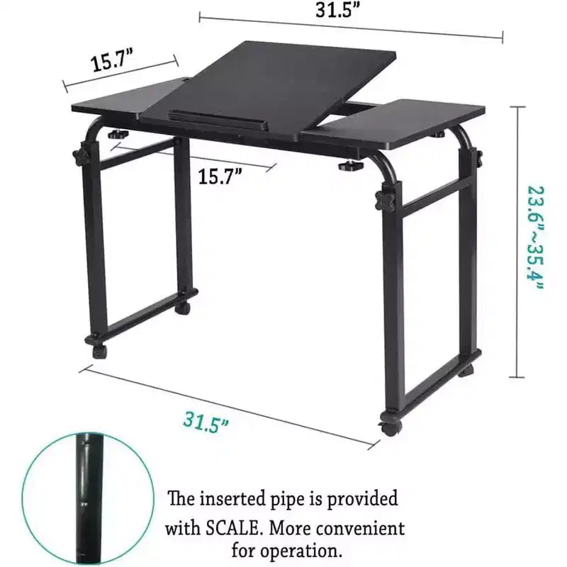 Table de lit à roulettes - Bureau d'ordinateur portable, hauteur et longueur réglables, table pour lit d'hôpital ou usage domestique