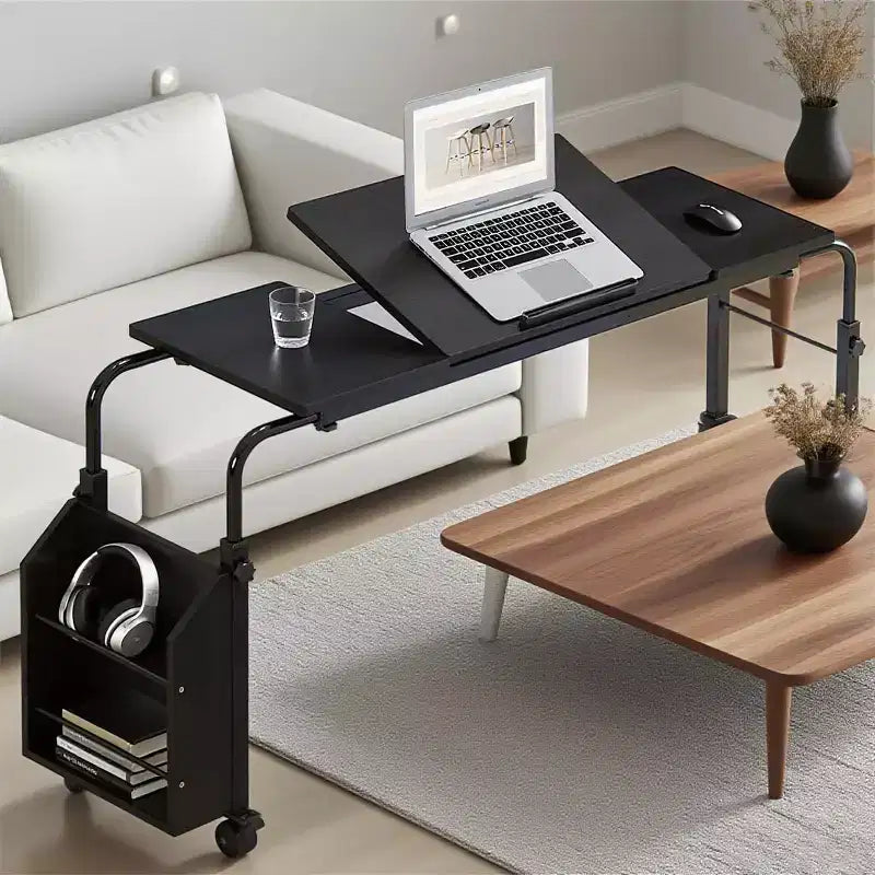 Table de lit à roulettes - Bureau d'ordinateur portable, hauteur et longueur réglables, table pour lit d'hôpital ou usage domestique