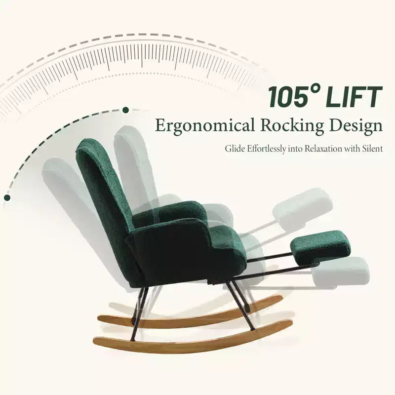 Fauteuil à bascule rembourré pour chambre de bébé avec repose-pieds rétractable