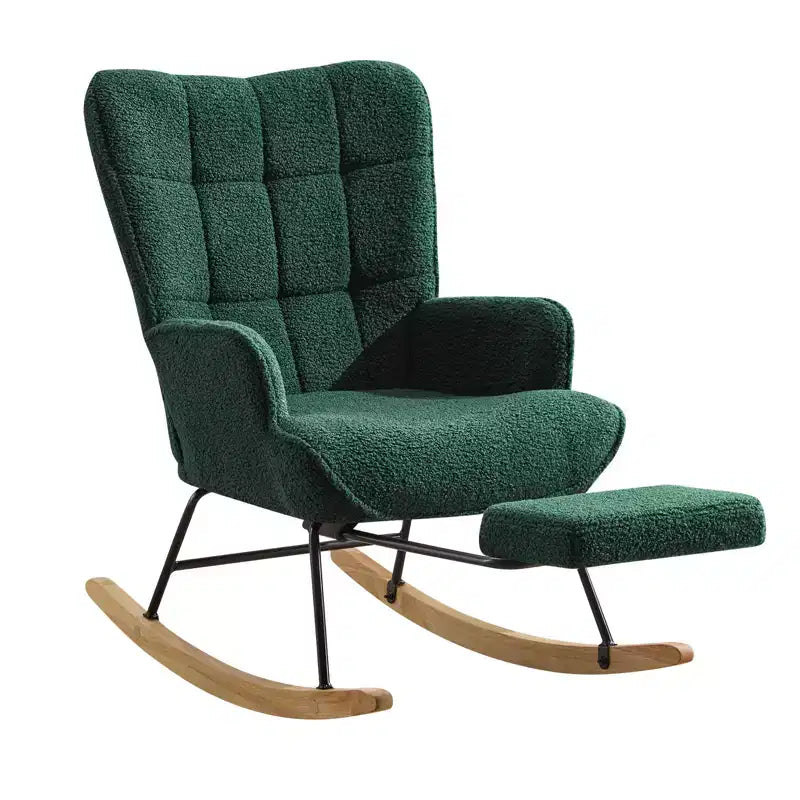 Fauteuil à bascule rembourré pour chambre de bébé avec repose-pieds rétractable