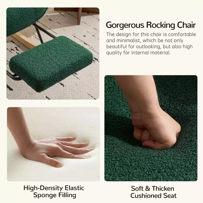 Fauteuil à bascule rembourré pour chambre de bébé avec repose-pieds rétractable
