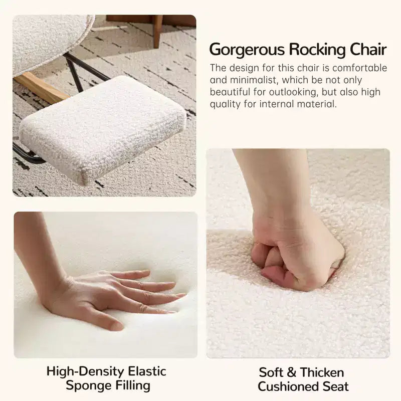 Fauteuil à bascule rembourré pour chambre de bébé avec repose-pieds rétractable