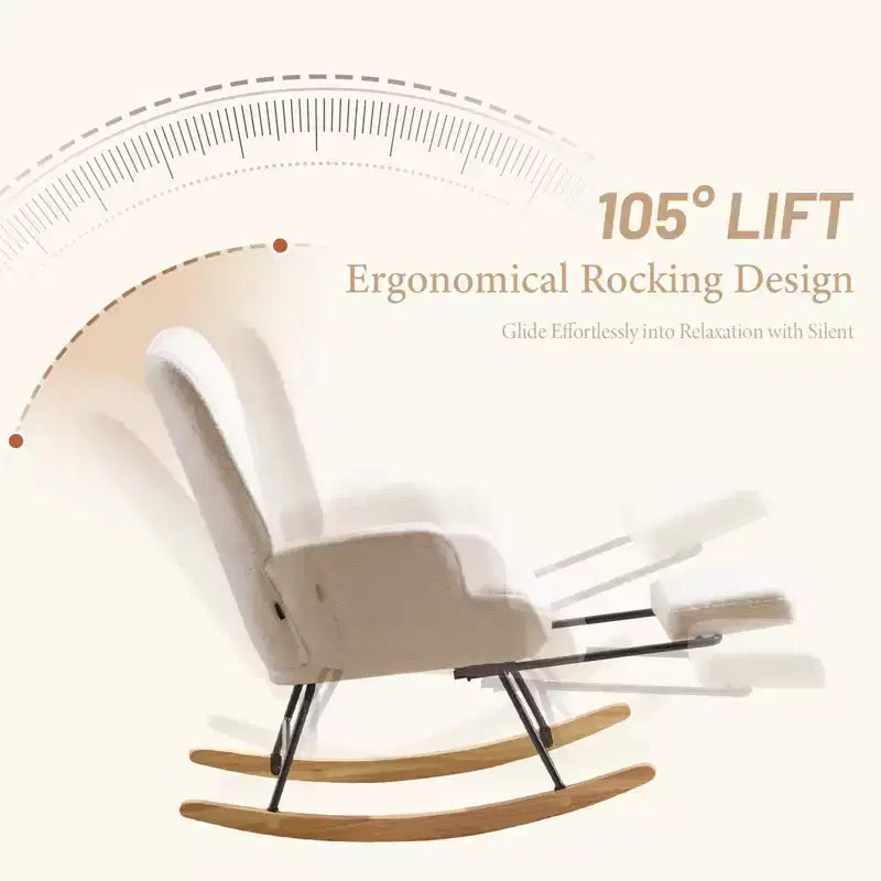 Fauteuil à bascule rembourré pour chambre de bébé avec repose-pieds rétractable