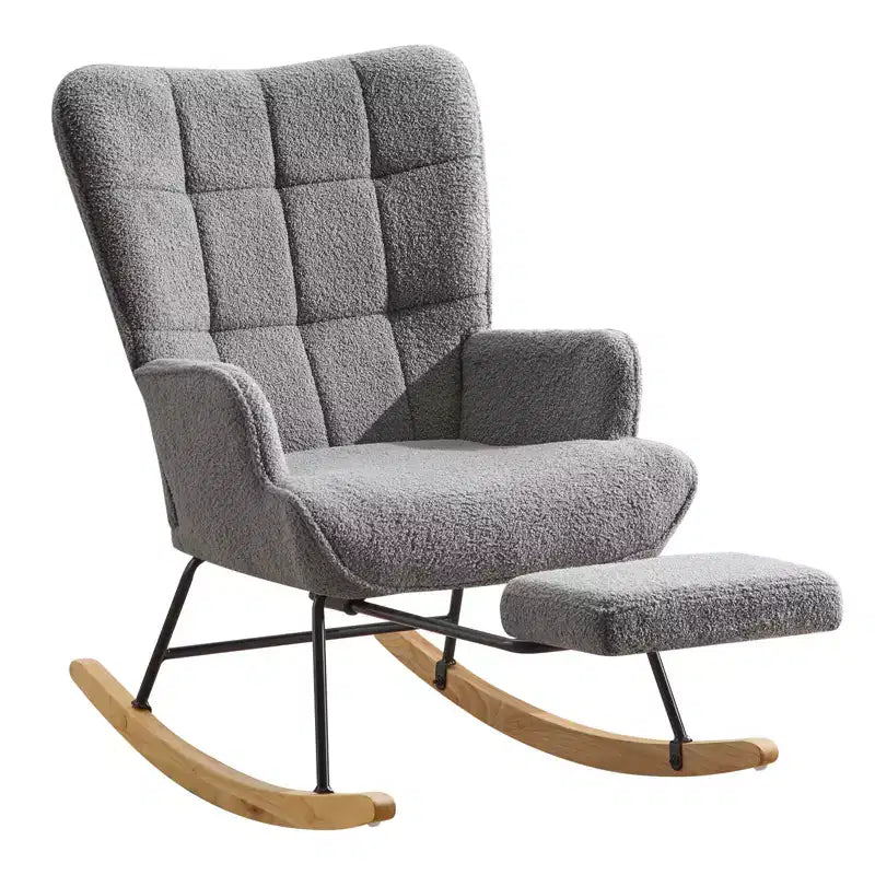 Fauteuil à bascule rembourré pour chambre de bébé avec repose-pieds rétractable