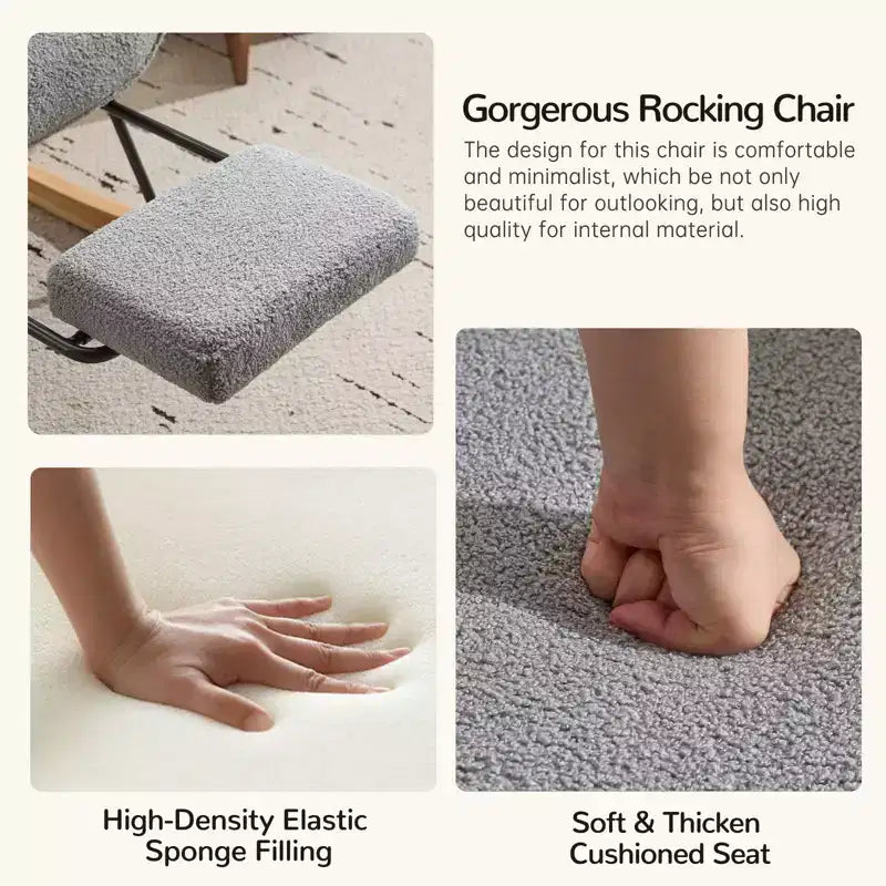 Fauteuil à bascule rembourré pour chambre de bébé avec repose-pieds rétractable