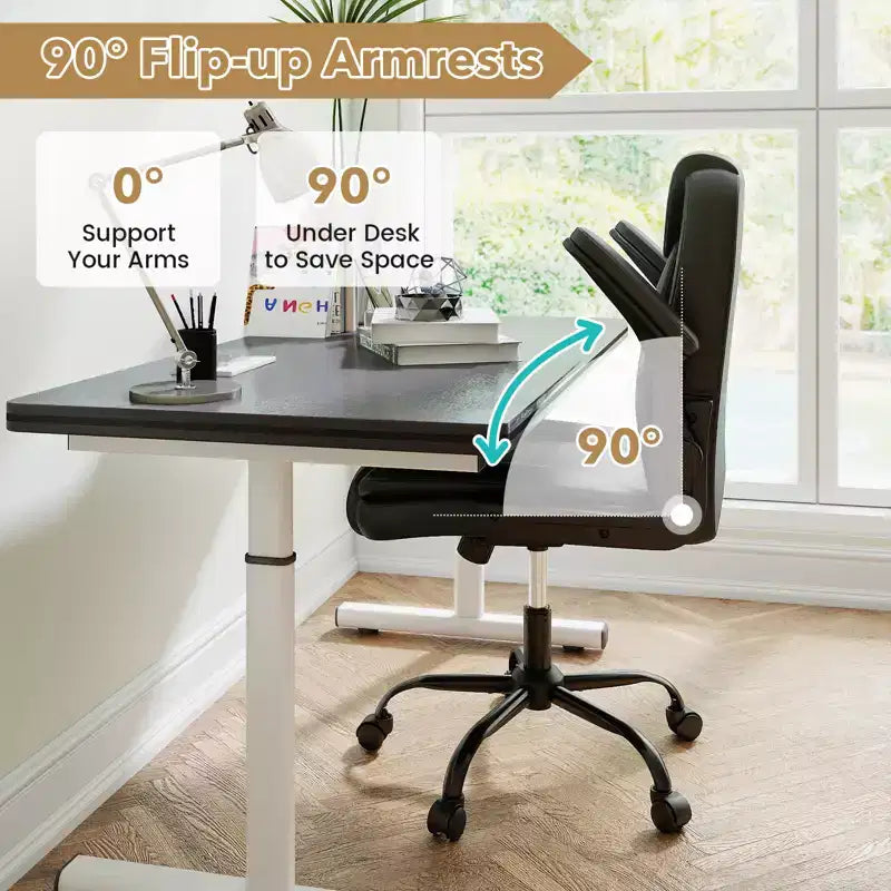 Chaise de bureau en cuir avec accoudoirs relevables, fonction bascule et hauteur réglable