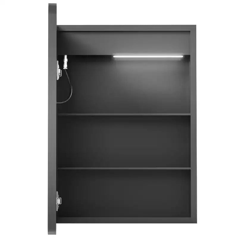 Armoire à pharmacie rectangulaire en fer 20" x 28" avec miroir, éclairage LED à intensité variable, anti-buée et prises – Entièrement assemblée
