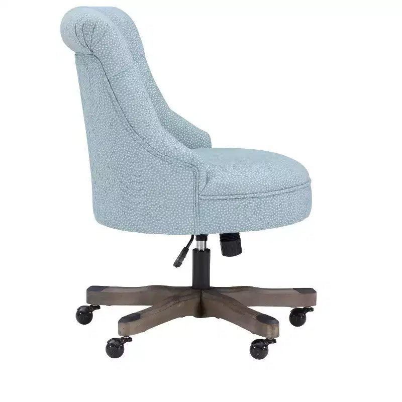 Chaise de bureau ergonomique avec piètement en noyer, réglable en hauteur et pivotante