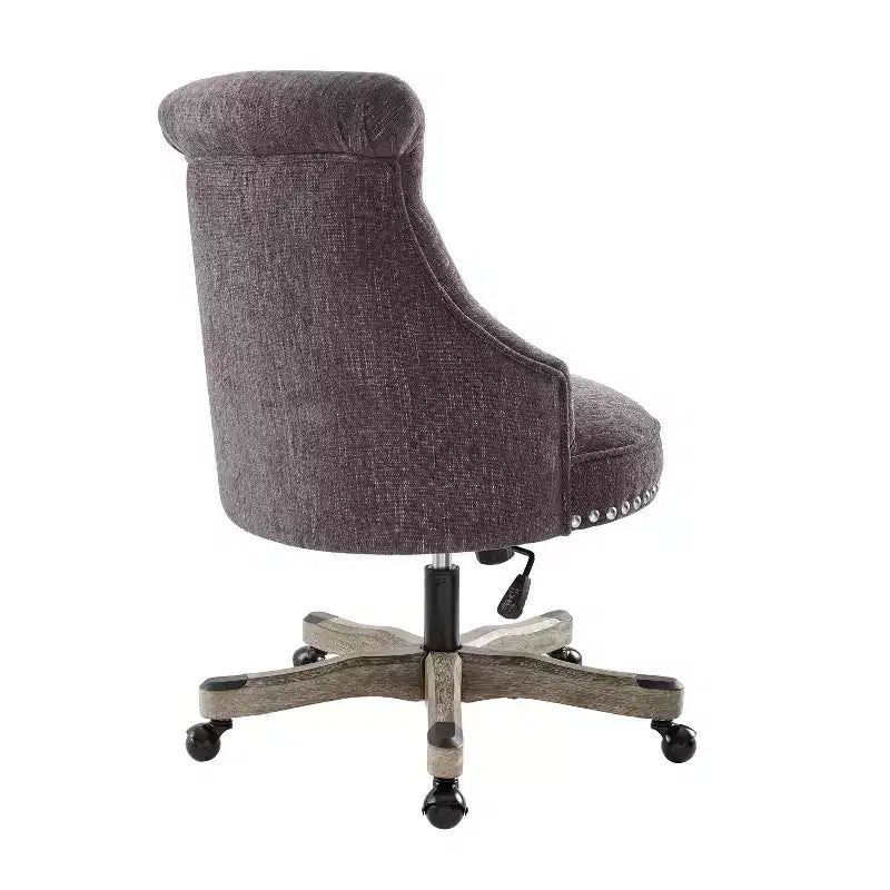 Chaise de bureau ergonomique avec piètement en noyer, réglable en hauteur et pivotante