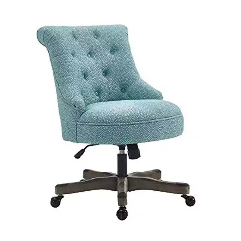 Chaise de bureau ergonomique avec piètement en noyer, réglable en hauteur et pivotante