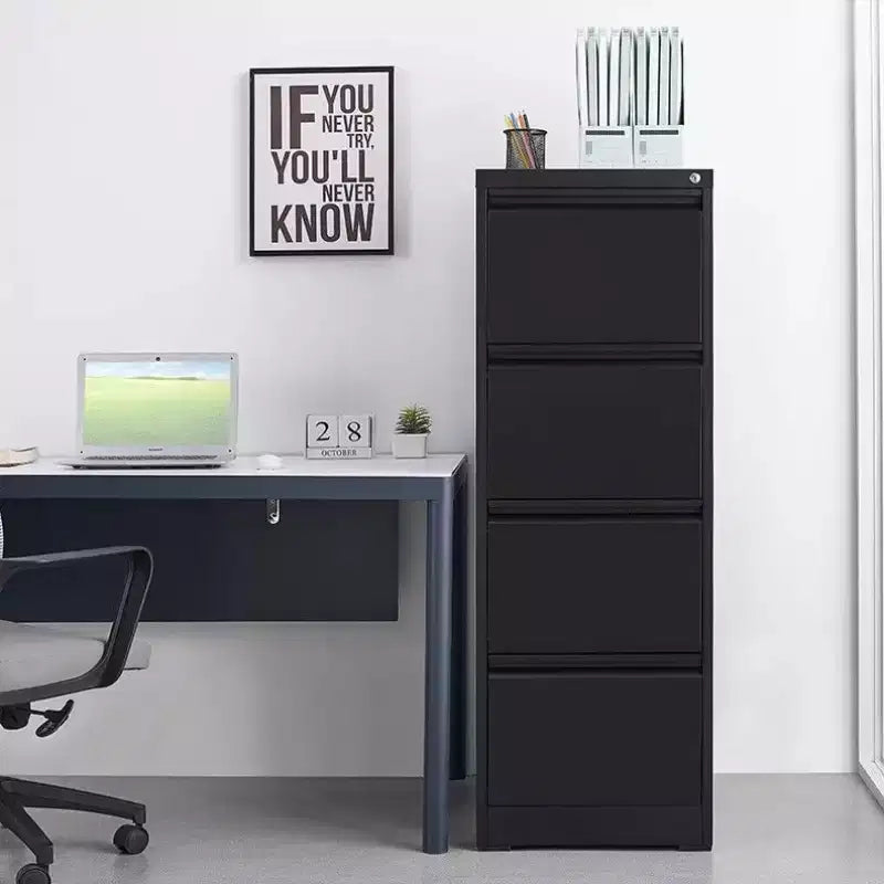 Classeur vertical 4 tiroirs avec serrure, Armoire de rangement métallique verrouillable