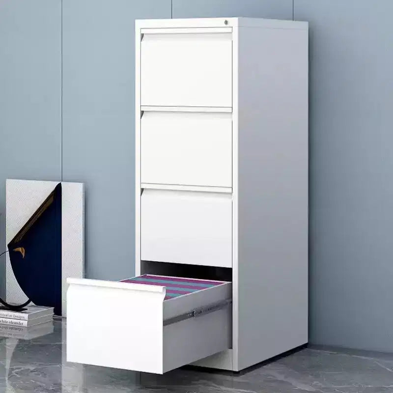 Classeur vertical 4 tiroirs avec serrure, Armoire de rangement métallique verrouillable