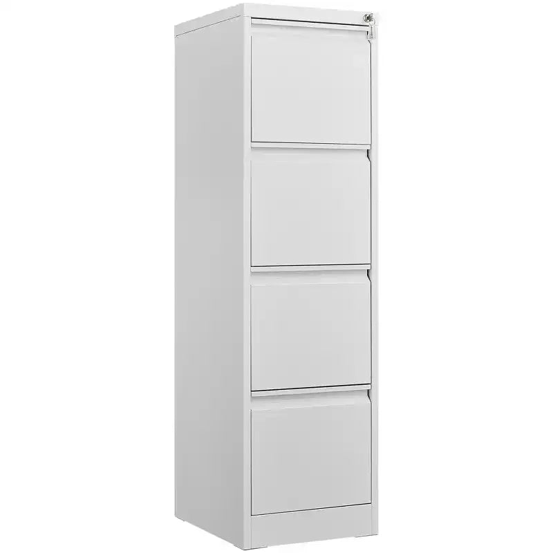 Classeur vertical 4 tiroirs avec serrure, Armoire de rangement métallique verrouillable