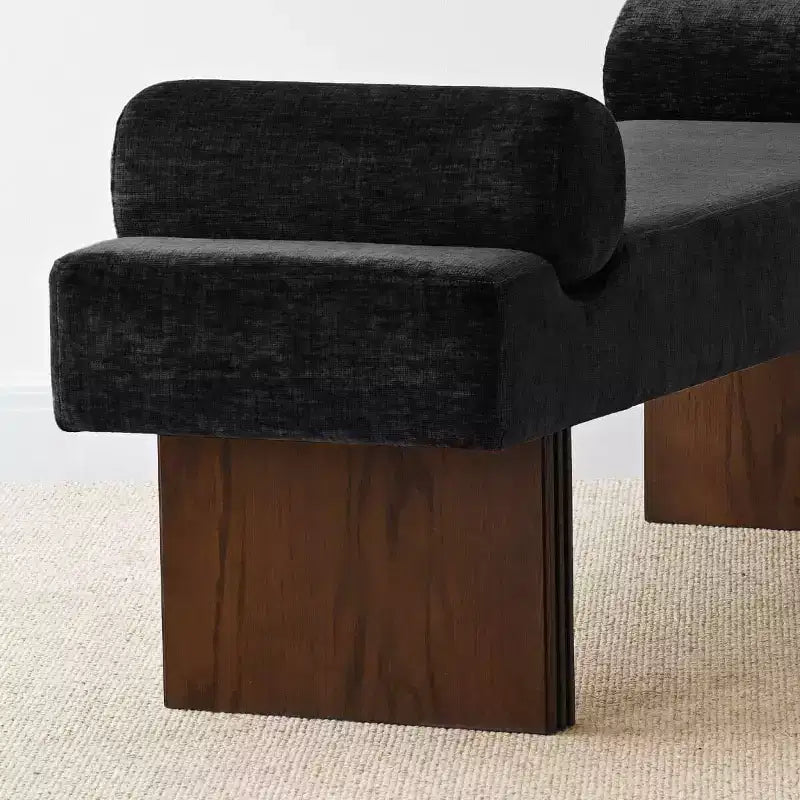 Banc moderne en chenille rembourré de 152 cm avec coussins décoratifs, banc d'entrée avec siège rembourré, banc de bout de lit pour chambre ou salon